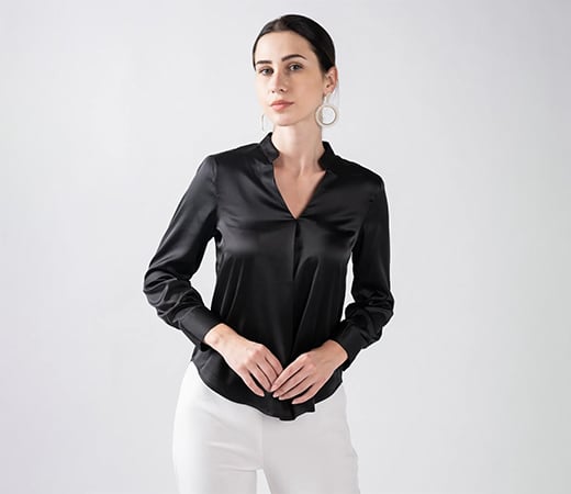 BlackChinese Collared Relax Fit Shirt