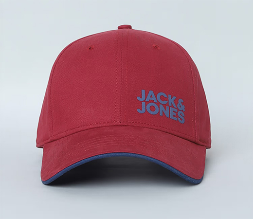 Red Contrast Logo Print Baseball Cap