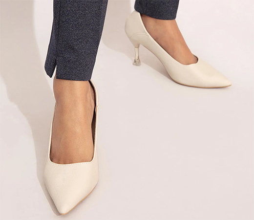 Cream Stiletto Pumps