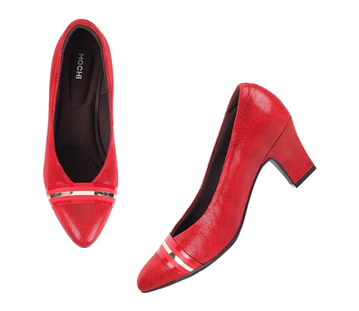 Red Synthetic Solid Pumps