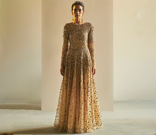 Gold Embroidered Gown - Customisable