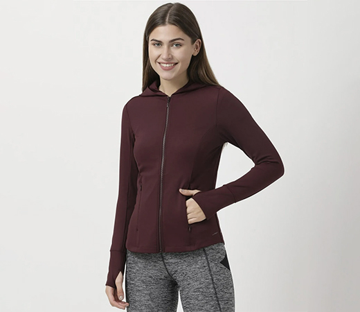 Mw31 Women's Microfiber Elastane Performance Hoodie Jacket With Staydry Treatment-purple