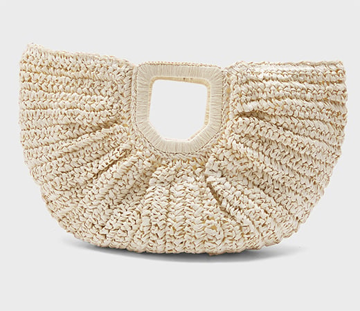 Light Beige Solid Crochet Hand Bag