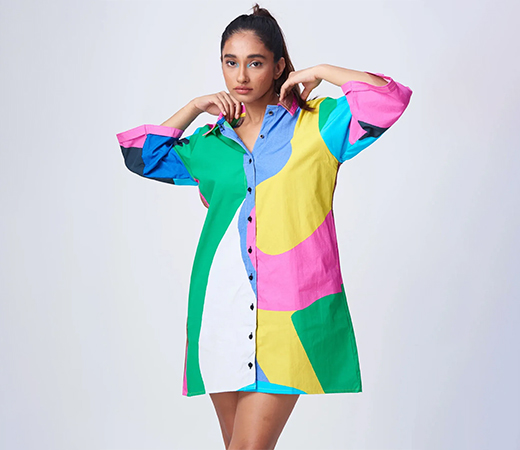 Multi-Color New Town Shirt Dress