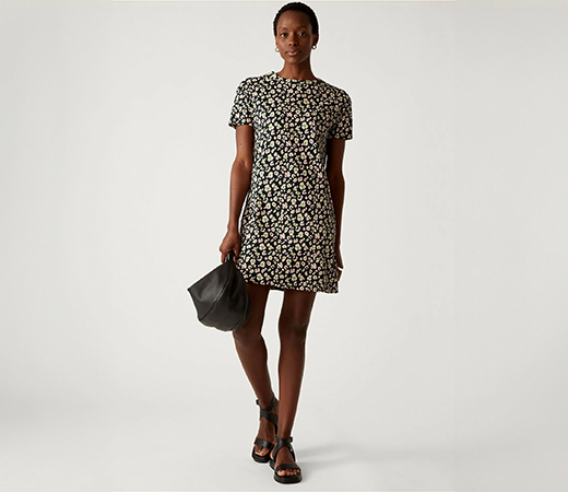 Pure Cotton Printed Mini T-Shirt Dress