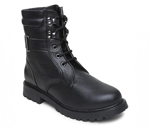 Textured Black Casual Boots