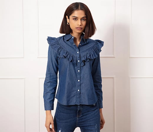 Blue Pay Attention To Me Denim Shirt