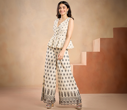 Gajra Gand-Navya peplum top with palazzo pants