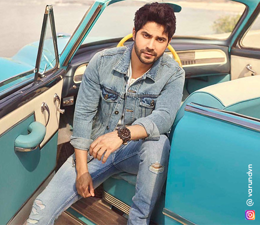Varun Dhawan wearing a blue denim jacket