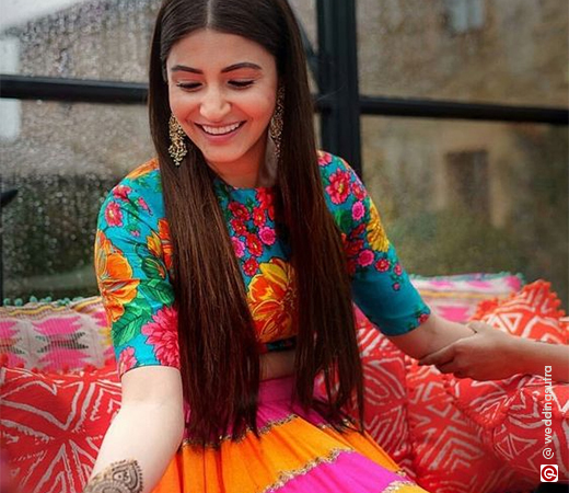Anushka Sharma’s multicolour floral lehenga from her mehendi ceremony