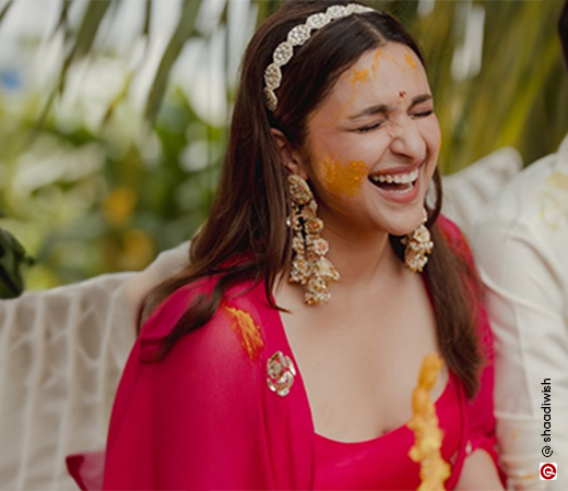 Parineeti Chopra in bright pink dress for her haldi ceremony