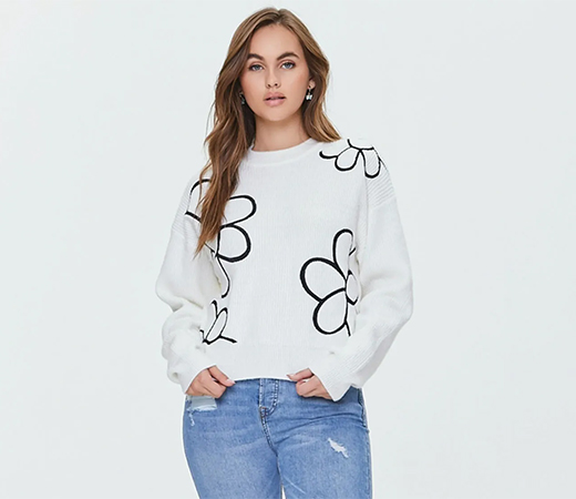 Women Self Design Blue Sweater