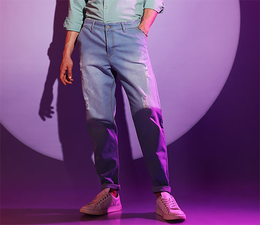 Men Ripped Light-Wash Denim Jeans