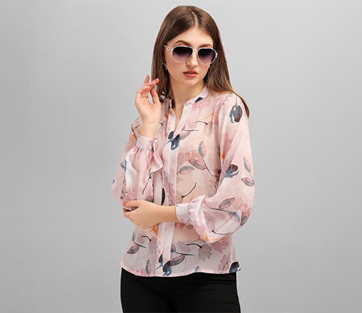 Pink floral print top 