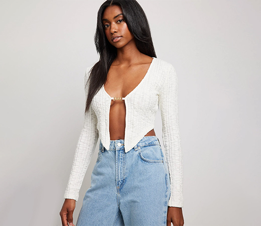 Structured Buckle Detail Cardigan Off White