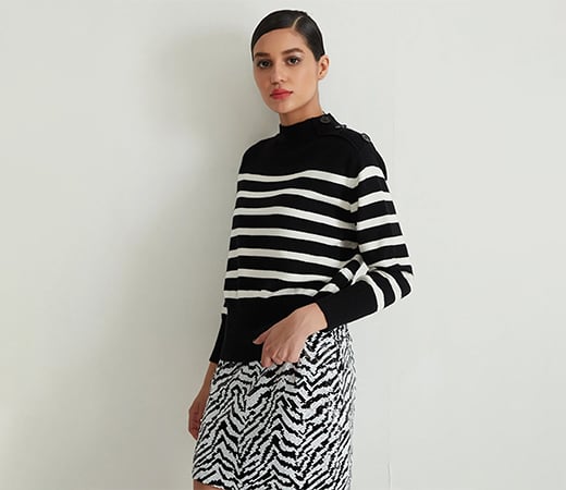 B&w Striped Pullover