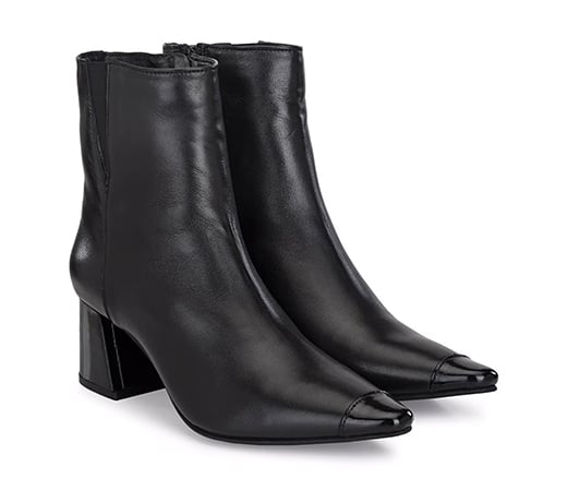 Solid Black Leather Ankle Boot
