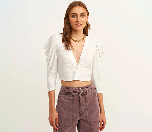 Textured White Ice Milk Cardigan