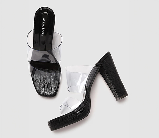 Marc Loire Clear Solid Platform Block Heels