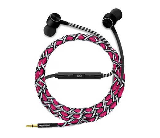 Crossloop Pink and black wired earphones