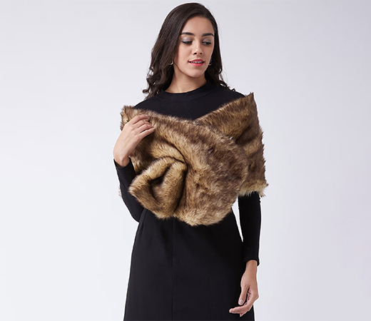 Beige Faux Fur Cape