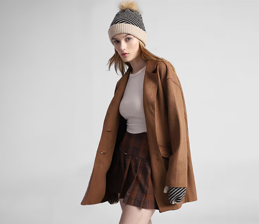 Faux Suede Long Blazer