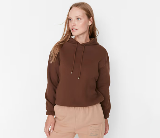 Brown Solid Hoodie