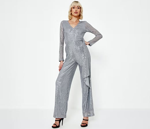 Cover Story Silver Sequin & Shine Jumpsuit