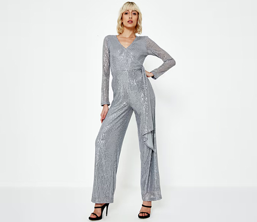 Cover Story Silver Sequin & Shine Jumpsuit