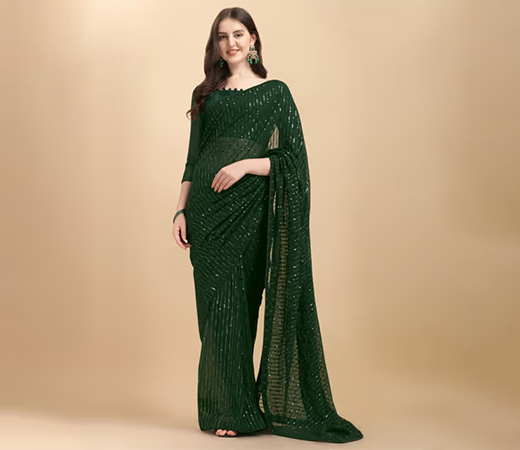 Amrutam Fab Georgette Sequins Saree