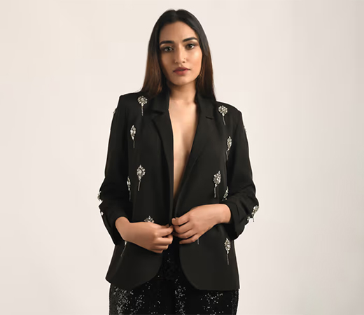 Attic Salt Black Notched Lapel Jacket