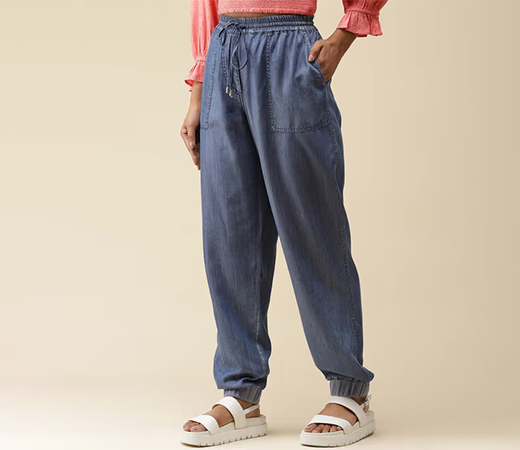 Label Ritu Kumar Blue denim jogger pants