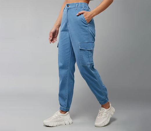 Dolce Crudo Light blue high-rise stretchable denim joggers