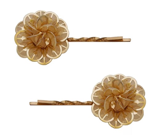 Accessher Gold Metal Flower Bobby Pins
