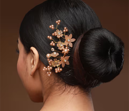 Jazz and Sizzle Gold-Toned Peach Embellished Comb Pin