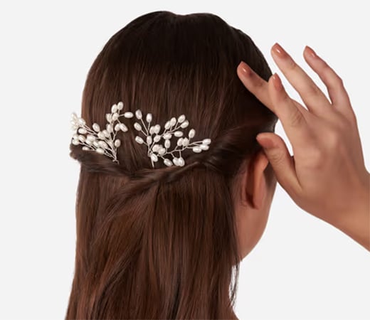 Lilly & Sparkle Comb Hairpins with White Pearls