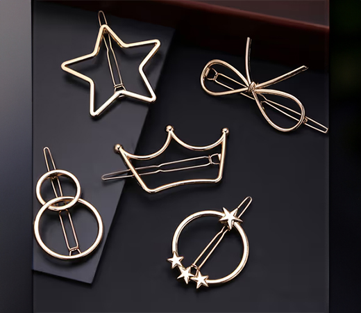 Yellow Chimes Gold-Toned Set of 5 Bobby Pins