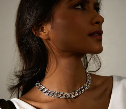 Pipa Bella by Nykaa Fashion Silver Studded Link Chain Choker
