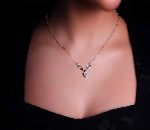 Mahi Deer Heart Shaped Necklace Pendant Chain