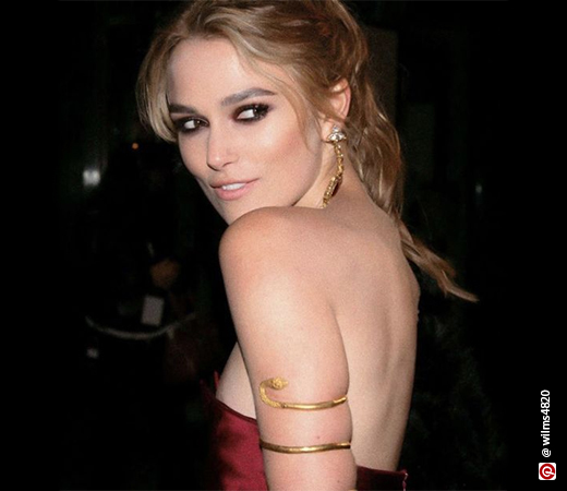 Keira Knightley wearing an arm bracelet