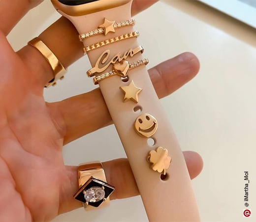 Rose watch band with charms 