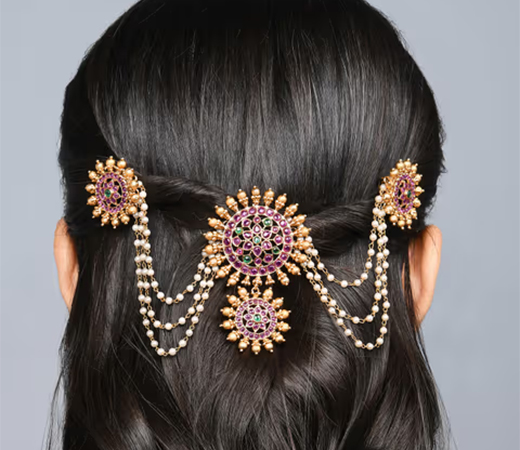Zaveri Pearls Gold Tone Kundan Bun Pin