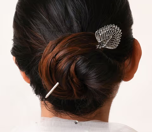 Teejh Oxidised Peacock Juda Pin