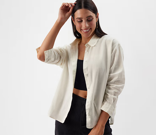 The Souled Store Off White Women Boyfriend Shirt