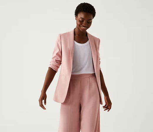 Marks & Spencer Satin Look Relaxed Pink Blazer