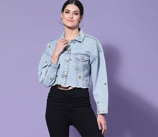 Kassually Lightweight Crop Denim Jacket