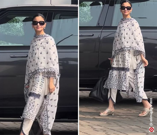 White dress with blue print