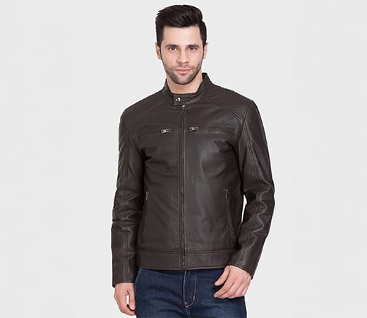 Justanned Double pocket leather jacket