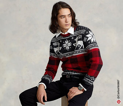 Black and red sweater for men 