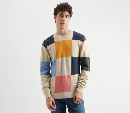 United Colors of Benetton Multi-color checked pattern sweater